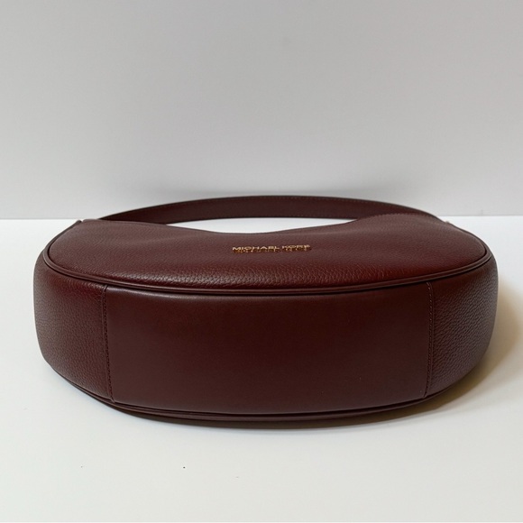 Michael Kors Dover Large Half-Moon Shoulder Hobo Leather Bag Oxblood - Picture 4 of 10